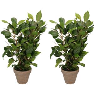 Merkloos 2x Groene ficus kunstplanten cm voor binnen -