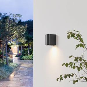 PRIOS buitenwandlamp Irfan rond zwart 10 cm