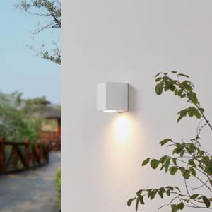 PRIOS Irfan buitenwandlamp hoekig wit 10 cm