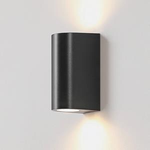 PRIOS buitenwandlamp Irfan rond zwart 15,5 cm