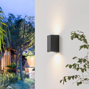 PRIOS buitenwandlamp Irfan hoekig zwart 15,5 cm
