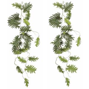 Mica Decorations Mica Decoration kunstplant slinger Philodendron Selloum - 2x - groen - 115 cm - Kamerplant snoer -