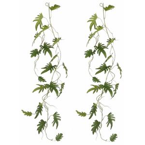 Mica Decorations Mica Decoration kunstplant slinger Philodendron Xanadu - 2x - groen - 115 cm - Kamerplant snoer -