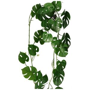 Bellatio Design kunstplant/hangplant slinger - 2x - Monstera - groen - 180 cm -