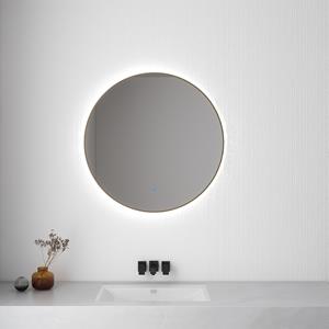 Wiesbaden Novi Badkamerspiegel met LED - Rond - Dimbaar - 80cm - Geborsteld Messing