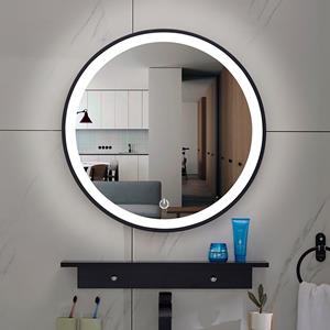 Xellanz Lista Nera Badkamerspiegel met LED Verlichting - Dimbaar - Rond - 100cm - Mat Zwart