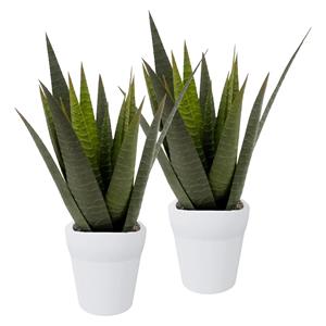 Merkloos Kunstplant Aloe Vera - 2x - in pot - 23 cm -