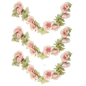 Chaks Rozen bloemenslinger - 3x - kunstplant/bloem - oud roze - 220 cm -