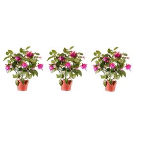 Bellatio flowers & plants 3x Roze fuchsiaplant kunstplant 30 cm voor binnen -