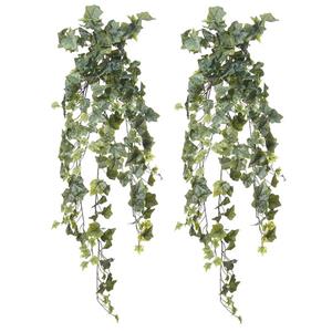 Louis Maes kunstplant met blaadjes hangplant Klimop/hedera - 2x - groen - 105 cm -