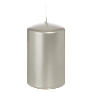 Wiedemann Cilinderkaars/stompkaars - metallic zilver - 6 x 8 cm - 29 branduren -