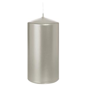 Wiedemann Cilinderkaars/stompkaars - metallic zilver - 12 x 6 cm - 33 branduren -