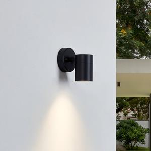 LINDBY buitenwandlamp Inaye, GU10, 12 cm, zwart, aluminium