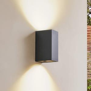 LINDBY buitenwandlamp Fijona, donkergroen, aluminium, hoogte 15 cm
