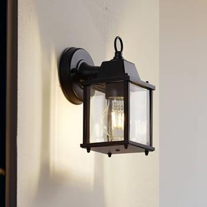 LINDBY buitenwandlamp Rurik, zwart, glas, aluminium, E27