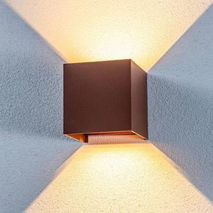 LINDBY LED buiten wandlamp Nivar, 10 cm, roestbruin, metaal