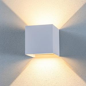 LINDBY LED buiten wandlamp Nivar, hoekig, wit, metaal, IP54