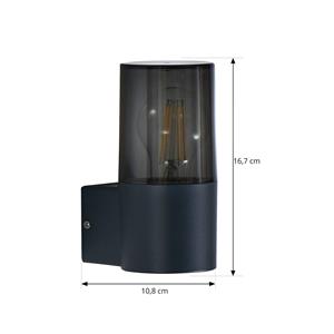 LINDBY buitenwandlamp Heulo, Ø 8 cm, rookgrijs, aluminium