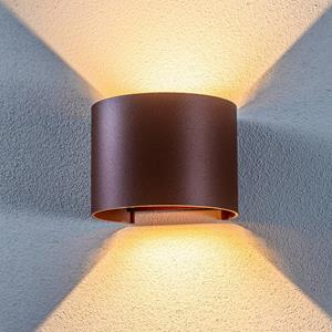 LINDBY LED buitenwandlamp Nivar, rond, roestbruin, metaal
