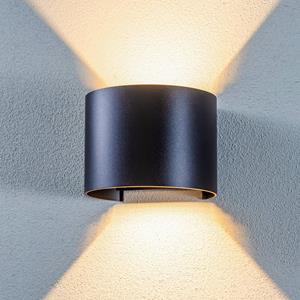 LINDBY LED-buitenwandlamp Nivar, rond, zwart, metaal