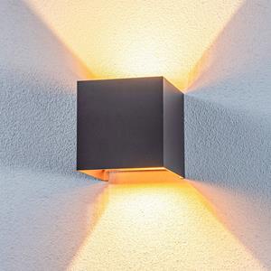 LINDBY LED buiten wandlamp Nivar, 10 cm, hoekig, zwart