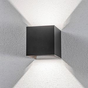 LINDBY LED buiten wandlamp Nivar, hoekig, zwart, metaal