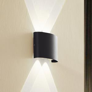 LINDBY LED buitenwandlamp Ithan, 2-lamps, grijs, aluminium