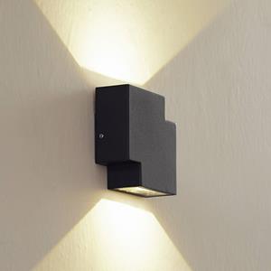 LINDBY LED buitenwandlamp Fendir, zwart, aluminium, 10,5 cm