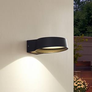 LINDBY LED buitenwandlamp Jesiba, grijs, aluminium, Ø 16,2 cm