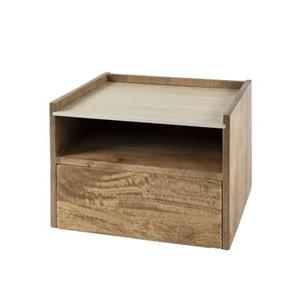 Giga Meubel  Nachtkastje Zwevend Travertin|Hout - 40x35x30cm - Nuovo