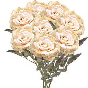 Emerald Kunstbloemen boeket roos Pascal - 8x - wit - 65 cm - decoratie bloemen -
