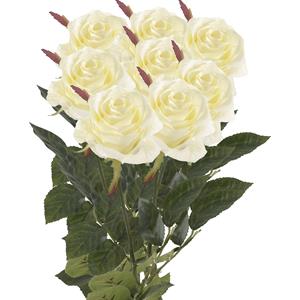 Emerald Kunstbloemen boeket roos Simone - 8x - wit - 73 cm - decoratie bloemen -