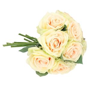 TopArt Kunstbloemen boeket Roos de luxe - 10x - creme wit - 30 cm - kunststof steel - decoratie bloemen -