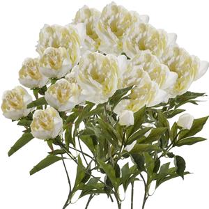 Emerald Kunstbloemen boeket pioenrozen - 8x - 3 bloemen - wit - 70 cm - decoratie -