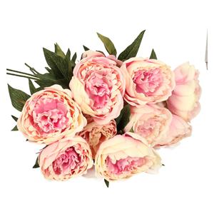 Emerald Kunstbloemen boeket pioenrozen - 8x - 3 bloemen - roze - 70 cm - decoratie -