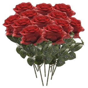 Bellatio flowers & plants Kunstbloem roos Simone rood 45 cm 12 stuks -