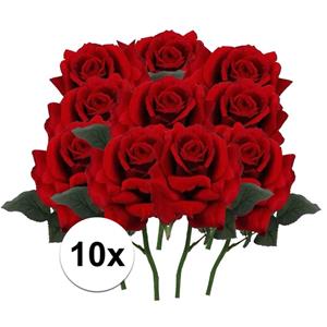 Bellatio flowers & plants 10x Rode rozen deluxe kunstbloemen 31 cm -