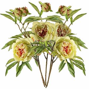 TopArt Kunstbloem pioenroos Spring Dream - 5x - groen/roze - 73 cm - kunststof steel - decoratie -