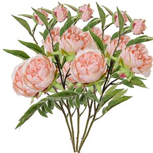 TopArt Kunstbloem pioenroos Spring Dream - 5x - licht roze - 73 cm - kunststof steel - decoratie -