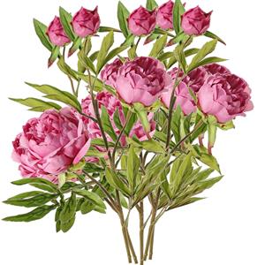 TopArt Kunstbloem pioenroos Spring Dream - 5x - roze - 73 cm - kunststof steel - decoratie -