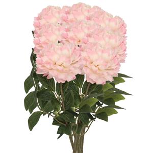 DK Design Kunstbloemen boeket pioenroos - 8x - zalm kleurig - zijde - 71 cm - kunststof steel - decoratie -