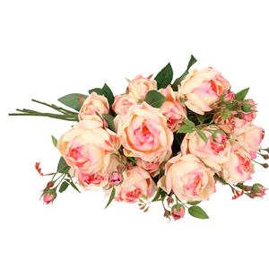 TopArt Kunstbloemen boeket roos Ariana - 8x - roze - 73 cm - kunststof steel - decoratie bloemen -