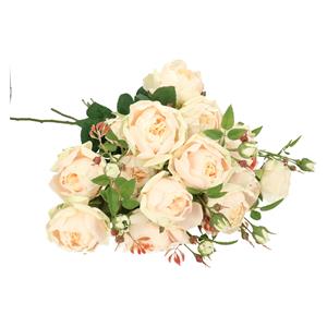 TopArt Kunstbloemen boeket roos Ariana - 8x - wit - 73 cm - kunststof steel - decoratie bloemen -