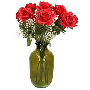 Merkloos Kunstbloemen boeket rozen en gipskruid - 60 cm - Elegance - kunst zijdebloemen -