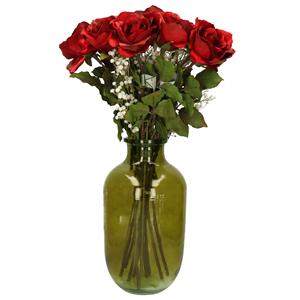 Merkloos Kunstbloemen boeket rozen en gipskruid - 60 cm - Glamour Rose - kunst zijdebloemen -