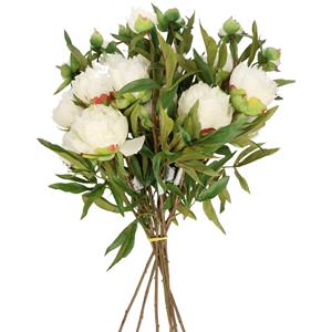TopArt Kunstbloemen boeket pioenroos Spring Dream - wit - 73 cm - kunststof steel - decoratie -
