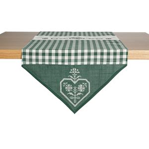 ERWIN M. Tafelloper Chatelete hart; 40x130 cm (BxL); groen/wit; rechthoekig