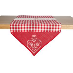 ERWIN M. Tafelloper Chatelete hart; 40x130 cm (BxL); rood/wit; rechthoekig