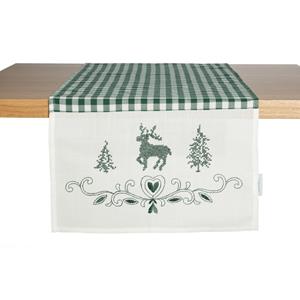ERWIN M. Tafelloper Chatelete hert; 40x130 cm (BxL); groen/wit; rechthoekig