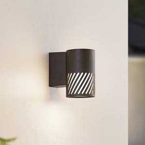 LINDBY buitenwandlamp Lurinda, 1-lamp, zwart, aluminium, Ø10cm